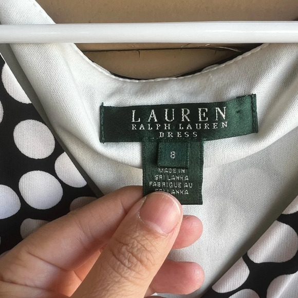 Lauren Ralph Lauren Maxi Dress Black and White Polka Dot Classic Preppy W Size 8 - Picture 2 of 5